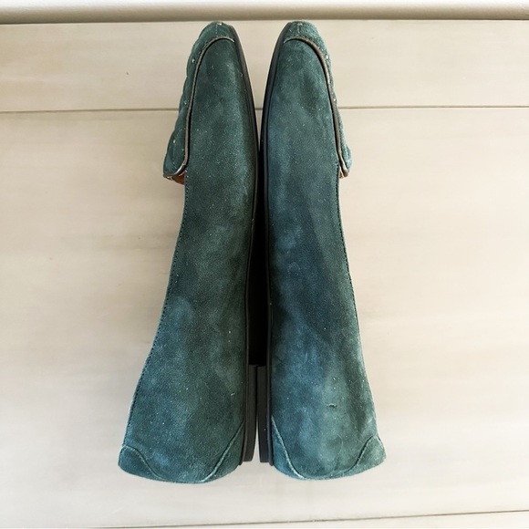 Clarks Indigo Dark Green Suede Leather Quilted Slip on Loafer Flats sz 6M - Picture 6 of 8